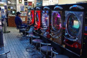 Three people were arrested during the raid at a pachinko parlour. 