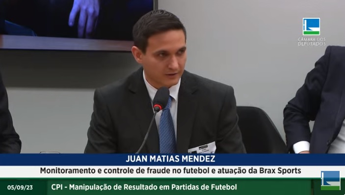 Representante da Sportradar para a América Latina participa de audiência na CPI. (Imagem: Reprodução / TV Câmara)