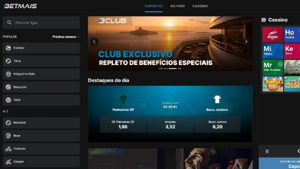 Site da Betmais está de cara nova (Imagem: Reprodução)