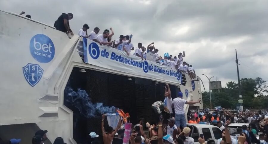 Betnacional anunciou no trio elétrico da vitória do Paysandu. (Foto: Bruno Amânco)