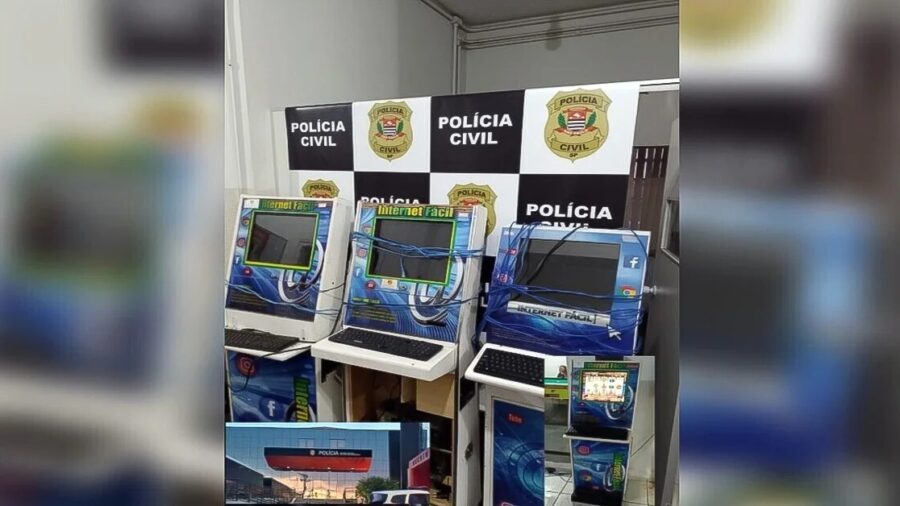 Máquinas de jogo de azar foram encontradas em quatro bares. (Fonte: Polícia Civil SP/Divulgação)